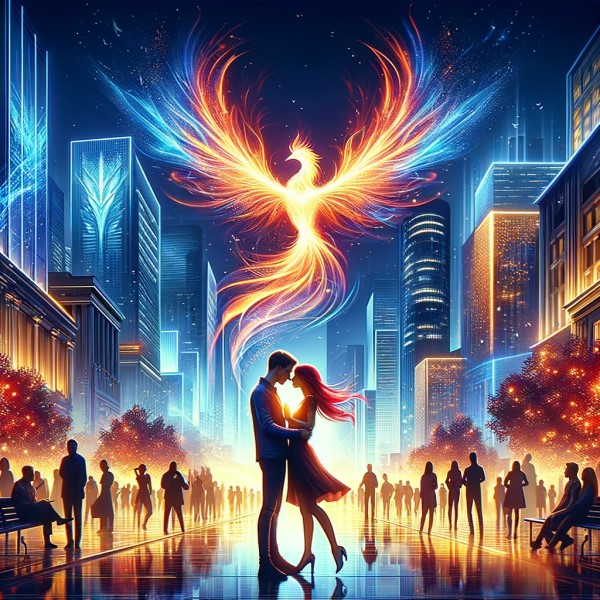 虛擬故事集：《光影鳳凰》求婚新高度！光影鳳凰在都市夜空中的浪漫故事 | 愛情與科技的完美結合 - 蒼野之鷹