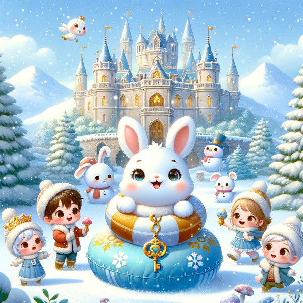 【原創童話故事】《白兔夢夢的雪日冒險》：小白兔與小孩在神秘城堡的雪中樂園 - 蒼野之鷹