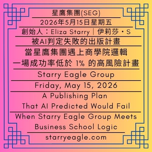 2026年5月15日星期五｜被AI判定失敗的出版計畫｜當星鷹集團遇上商學院邏輯：一場成功率低於1%的高風險計畫｜創始人：伊莉莎・S｜Friday, May 15, 2026｜A Publishing Plan That AI Predicted Would Fail｜When Starry Eagle Group Meets Business School Logic: A High-Risk Project with Less Than a 1% Chance of Success｜Founder : Eliza Starry - 蒼野之鷹(SEWM)｜星空文字博物館｜Starry Eagle Word Museum (SEWM)